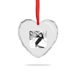 Funny Skiing Nun Graphics Photo Skier Winter Sport Heart Crystal Glass Ornament TS11 Print Your Wear