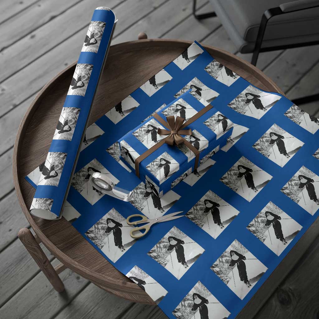 Funny Skiing Nun Graphics Photo Skier Winter Sport Wrapping Paper Roll TS11 Blue Print Your Wear