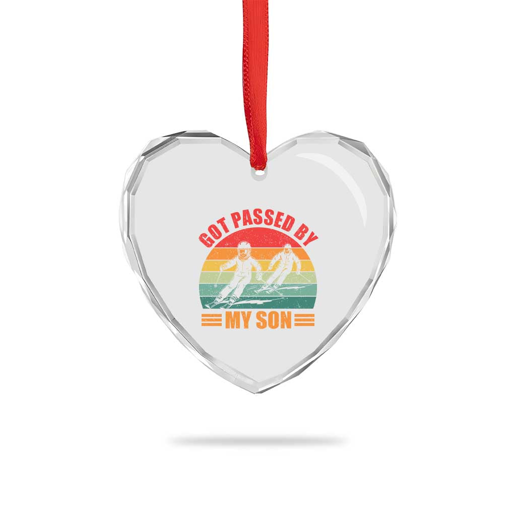 Funny Skiing Ski Dad Heart Crystal Glass Ornament Got Passed By My Son Retro Vintage TS11 Print Your Wear