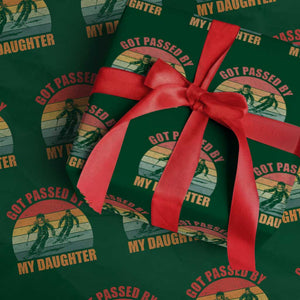 Funny Skiing Ski Dad Wrapping Paper Roll Got Passed By My Daughter Retro Vintage TS11 Green Print Your Wear