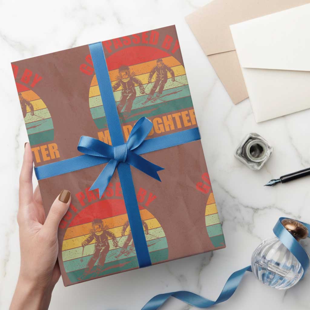 Funny Skiing Ski Dad Wrapping Paper Roll Got Passed By My Daughter Retro Vintage TS11 Mocha Print Your Wear