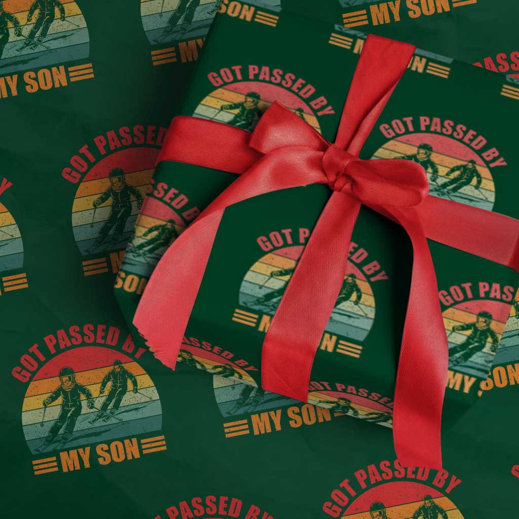 Funny Skiing Ski Dad Wrapping Paper Roll Got Passed By My Son Retro Vintage TS11 Green Print Your Wear