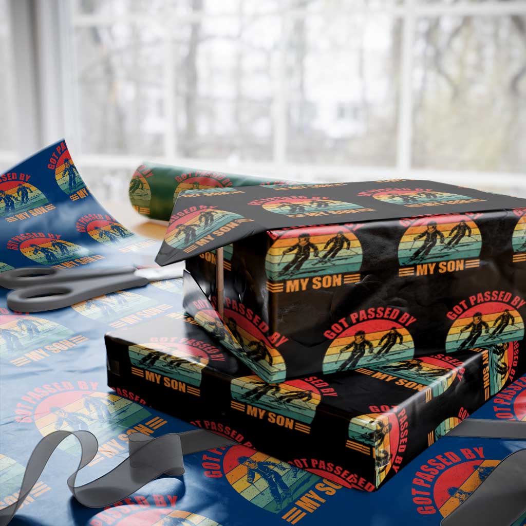Funny Skiing Ski Dad Wrapping Paper Roll Got Passed By My Son Retro Vintage TS11 Black Print Your Wear