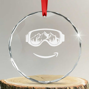 Funny Skiing Snowboard Crystal Glass Ornament Snow Goggles Snow Mountain Winter Sport TS11 Transparent Glass 3'' Circle Print Your Wear