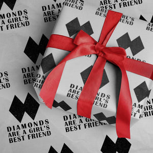 Funny Skiing Snowboarding Wrapping Paper Roll Diamonds Are A Girls Best Friend TS11 White Print Your Wear