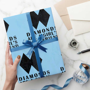 Funny Skiing Snowboarding Wrapping Paper Roll Diamonds Are A Girls Best Friend TS11 Light Blue Print Your Wear