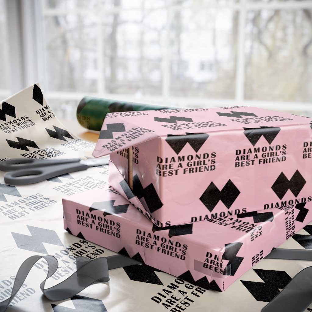 Funny Skiing Snowboarding Wrapping Paper Roll Diamonds Are A Girls Best Friend TS11 Light Pink Print Your Wear