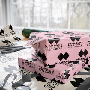 Funny Skiing Snowboarding Wrapping Paper Roll Diamonds Are A Girls Best Friend TS11 Light Pink Print Your Wear