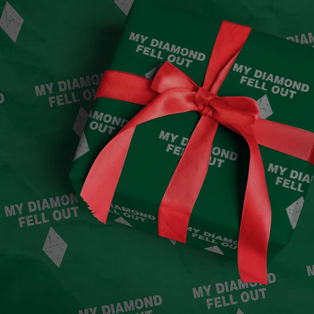 Funny Skiing Snowboarding Wrapping Paper Roll My Diamond Fell Out Ski Puns Double Black Diamond TS11 Green Print Your Wear