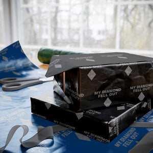 Funny Skiing Snowboarding Wrapping Paper Roll My Diamond Fell Out Ski Puns Double Black Diamond TS11 Black Print Your Wear