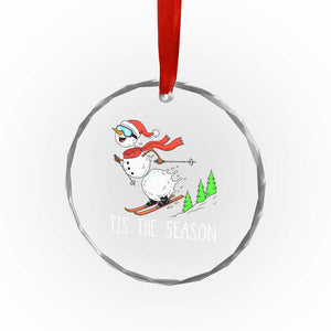 Funny Skiing Snowman Crystal Glass Ornament Funny Tis The Season Snow Ski Lover Skier TS10 Print Your Wear