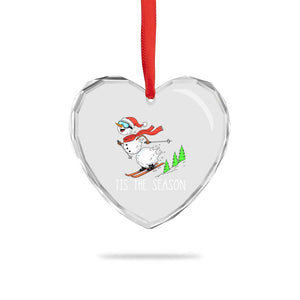Funny Skiing Snowman Heart Crystal Glass Ornament Funny Tis The Season Snow Ski Lover Skier TS10 Print Your Wear