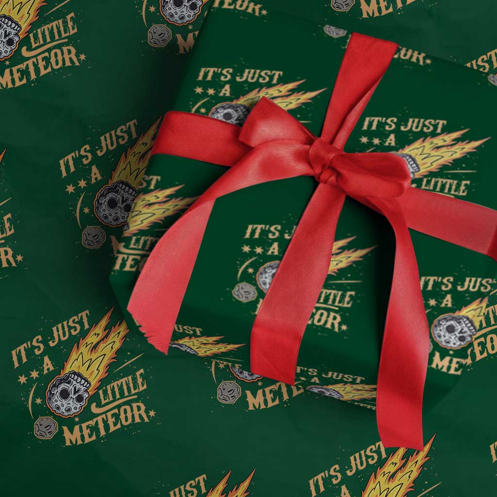 Funny Skull Meteorite Wrapping Paper Roll Just A Little Meteor TS12 Green Print Your Wear