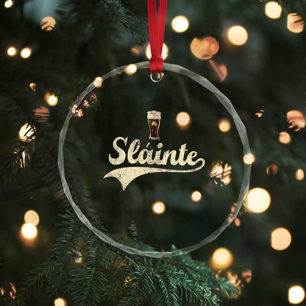 Funny Slainte Cheers Stout Beer Irish Shamrock St Patrick's Day Crystal Glass Ornament TS11 Print Your Wear