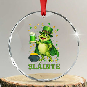 Funny Slainte Irish Frog Beer St Patricks Day Crystal Glass Ornament TS12 Transparent Glass 3'' Circle Print Your Wear