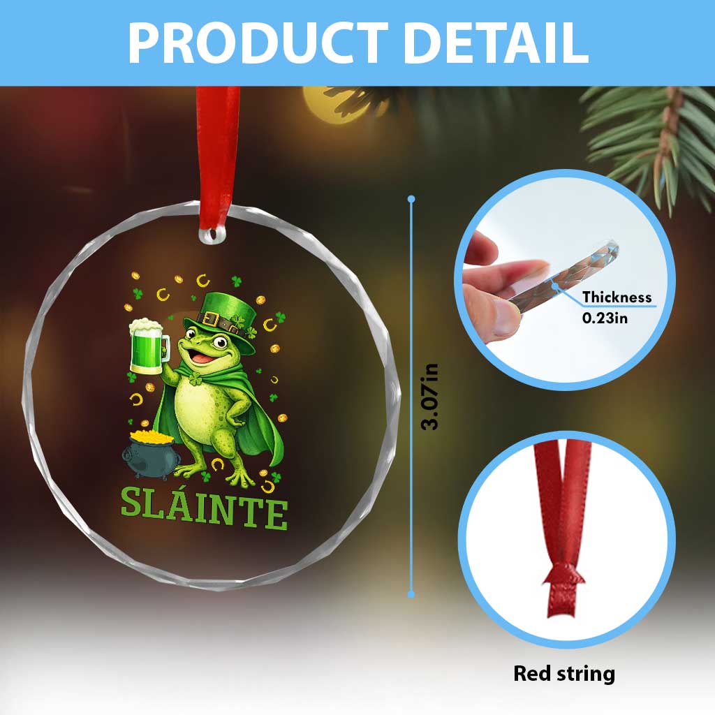 Funny Slainte Irish Frog Beer St Patricks Day Crystal Glass Ornament TS12 Print Your Wear