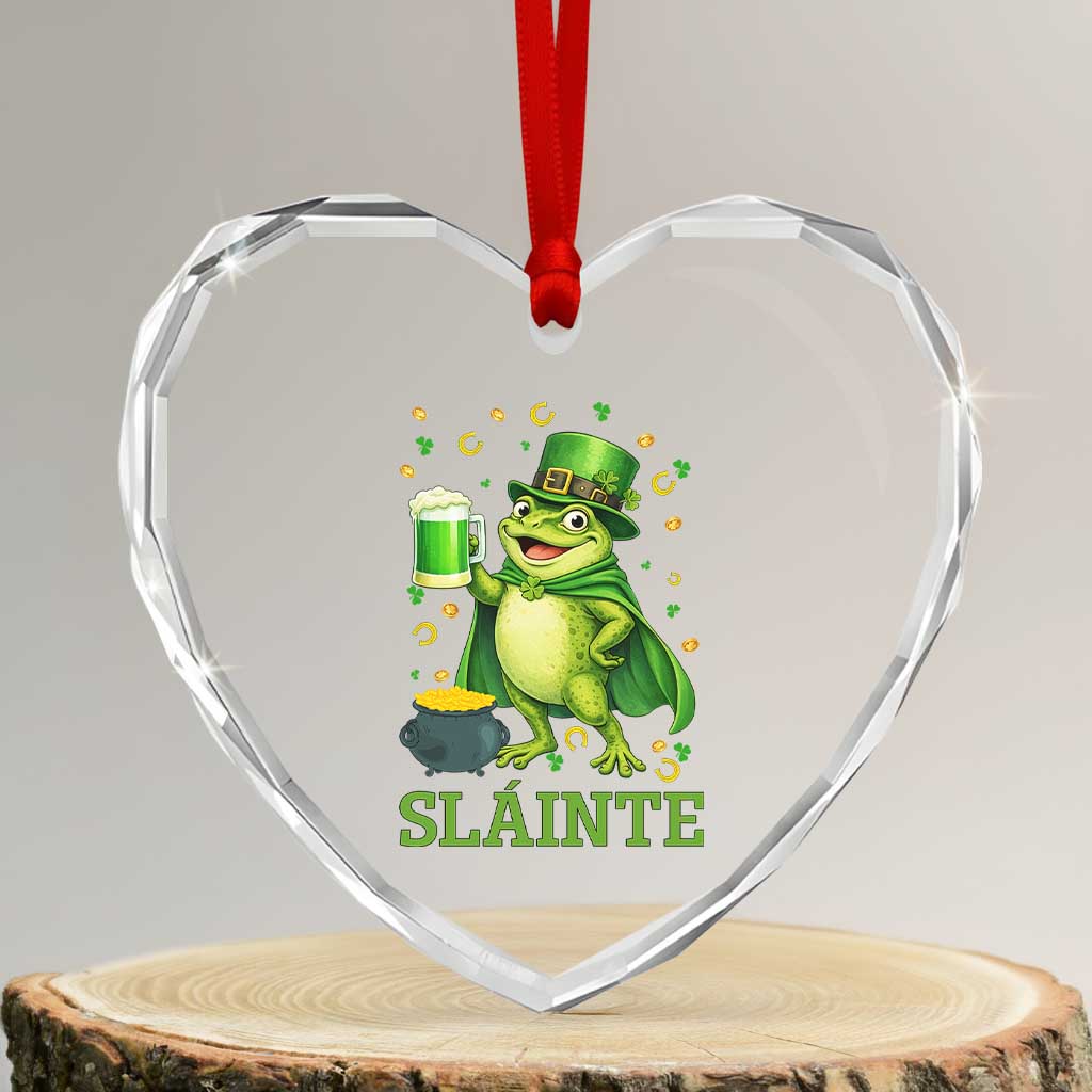 Funny Slainte Irish Frog Beer St Patricks Day Heart Crystal Glass Ornament TS12 Transparent Glass 3'' Heart Print Your Wear