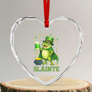 Funny Slainte Irish Frog Beer St Patricks Day Heart Crystal Glass Ornament TS12 Transparent Glass 3'' Heart Print Your Wear