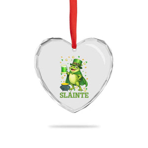 Funny Slainte Irish Frog Beer St Patricks Day Heart Crystal Glass Ornament TS12 Print Your Wear