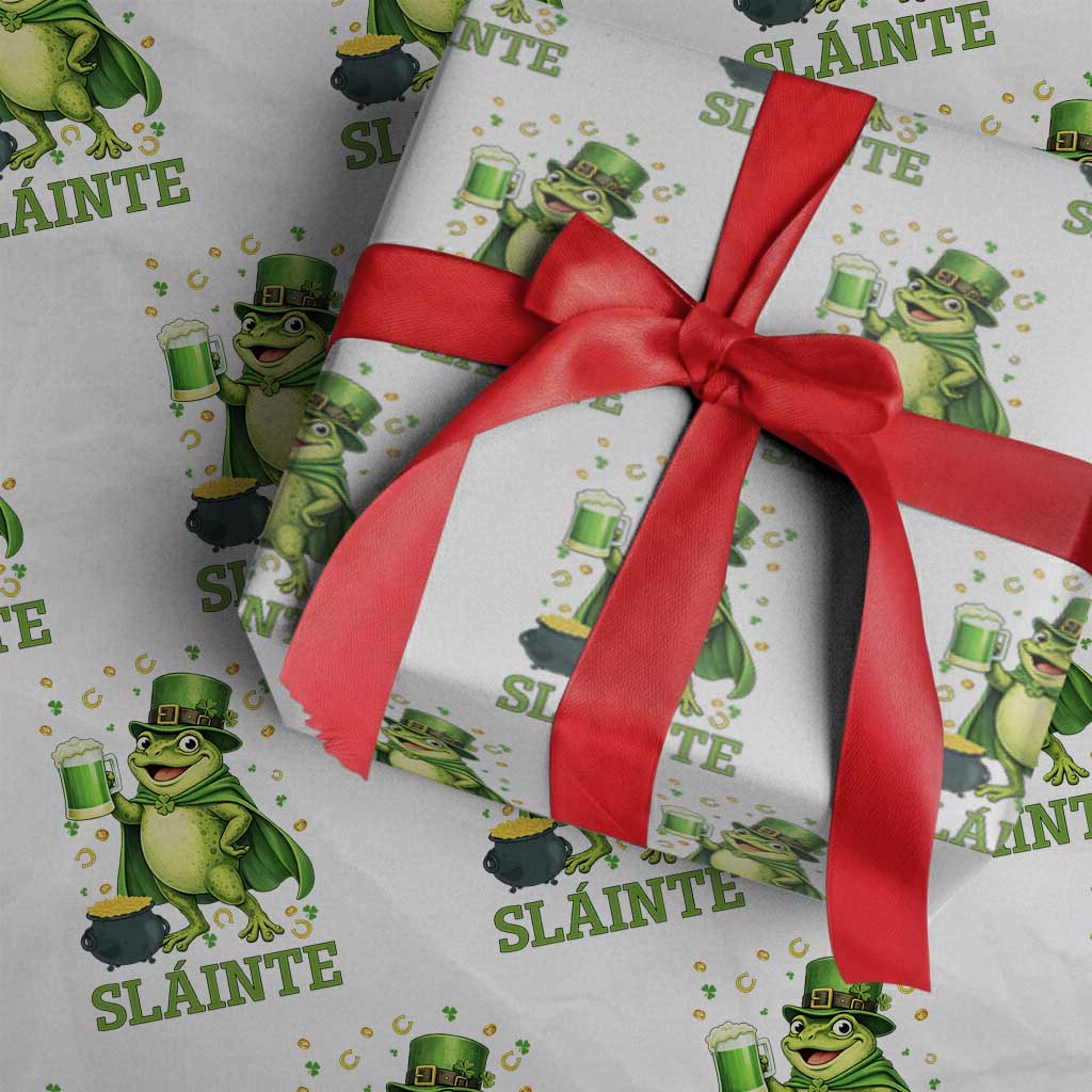 Funny Slainte Irish Frog Beer St Patricks Day Wrapping Paper Roll TS12 White Print Your Wear