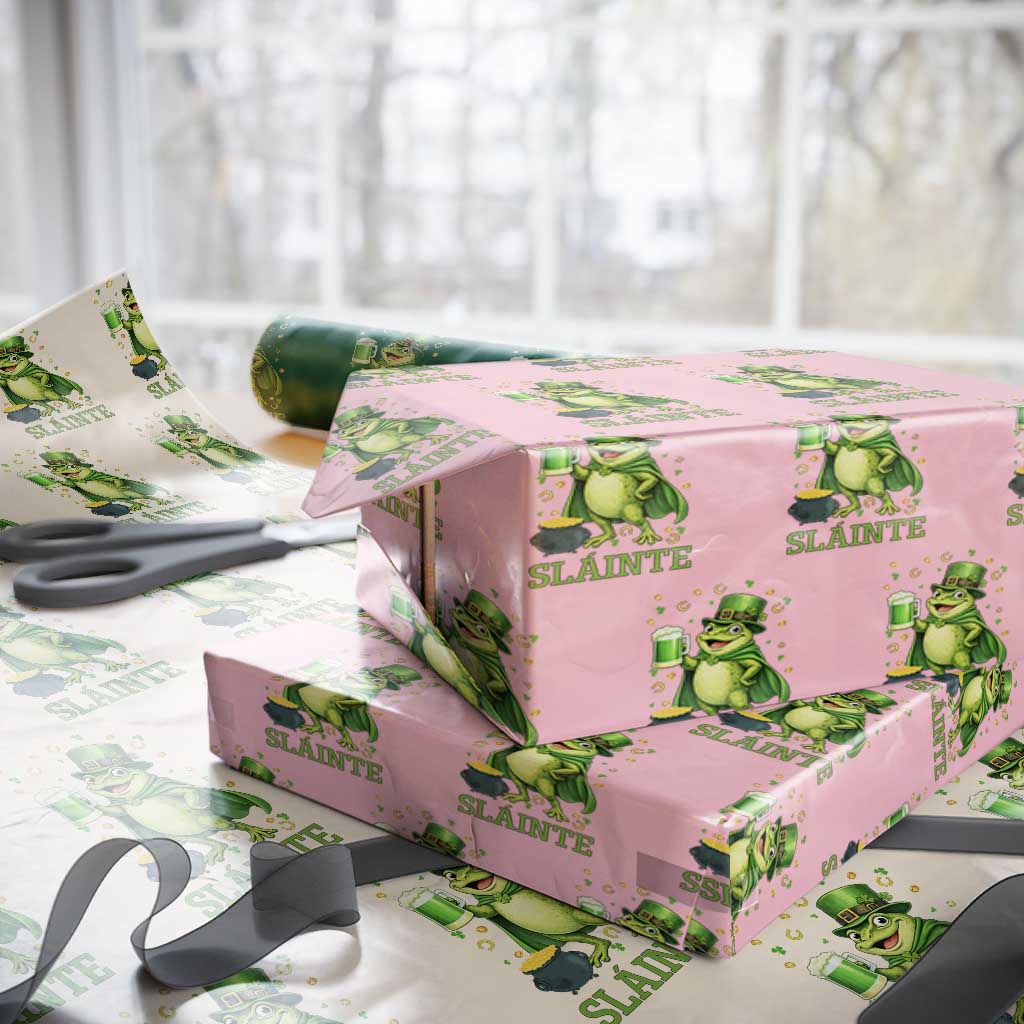 Funny Slainte Irish Frog Beer St Patricks Day Wrapping Paper Roll TS12 Light Pink Print Your Wear