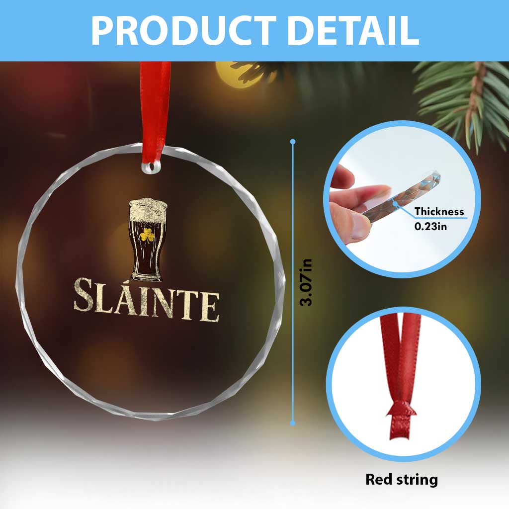 Funny Slainte Stout Beer Irish Drinking St Patricks Day Crystal Glass Ornament TS11 Print Your Wear
