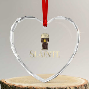 Funny Slainte Stout Beer Irish Drinking St Patricks Day Heart Crystal Glass Ornament TS11 Transparent Glass 3'' Heart Print Your Wear