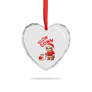Funny Sloth Snail Christmas Heart Crystal Glass Ornament Slow Down Xmas TS14 Print Your Wear