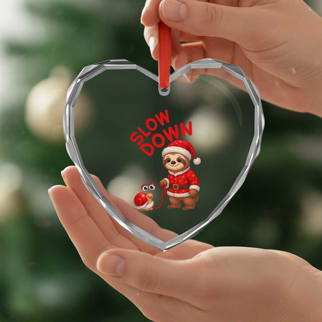 Funny Sloth Snail Christmas Heart Crystal Glass Ornament Slow Down Xmas TS14 Print Your Wear