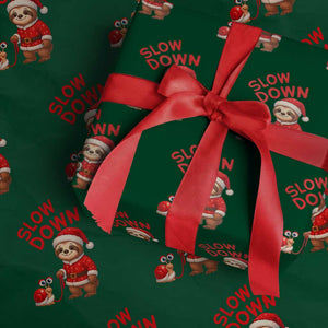 Funny Sloth Snail Christmas Wrapping Paper Roll Slow Down Xmas TS14 Green Print Your Wear