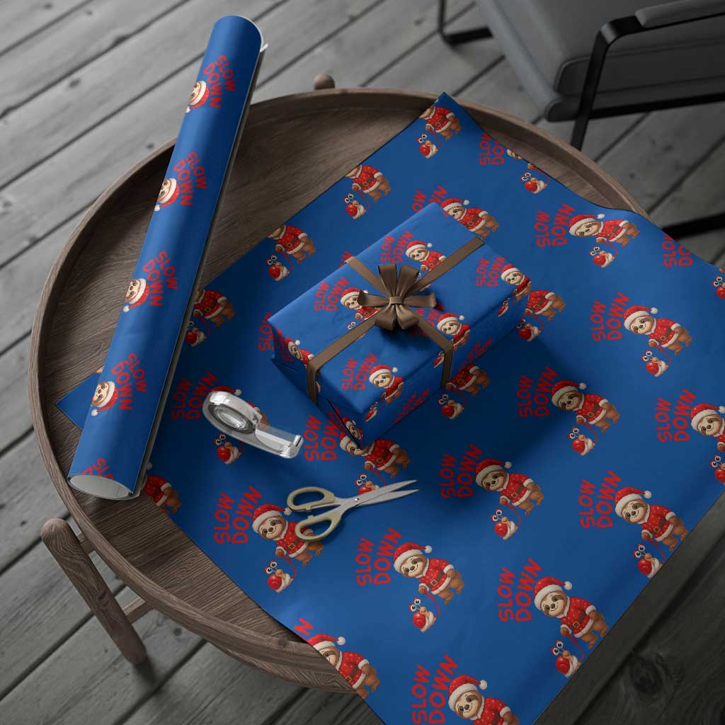 Funny Sloth Snail Christmas Wrapping Paper Roll Slow Down Xmas TS14 Blue Print Your Wear