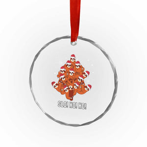 Funny Sloth Xmas Tree Crystal Glass Ornament Slo Ho Ho Ho Santa Hat TS02 Print Your Wear