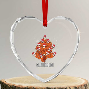 Funny Sloth Xmas Tree Heart Crystal Glass Ornament Slo Ho Ho Ho Santa Hat TS02 Transparent Glass 3'' Heart Print Your Wear