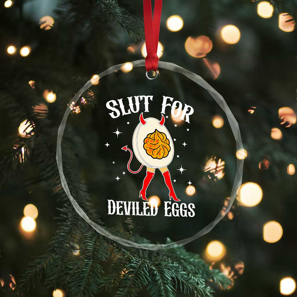 Funny Slut for Deviled Eggs Crystal Glass Ornament Funny Naughty Thanksgiving Potluck TS02 Print Your Wear