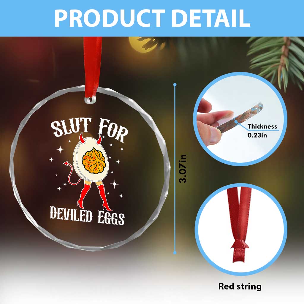 Funny Slut for Deviled Eggs Crystal Glass Ornament Funny Naughty Thanksgiving Potluck TS02 Print Your Wear