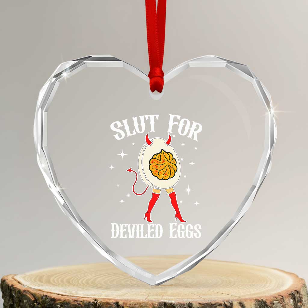 Funny Slut for Deviled Eggs Heart Crystal Glass Ornament Funny Naughty Thanksgiving Potluck TS02 Transparent Glass 3'' Heart Print Your Wear