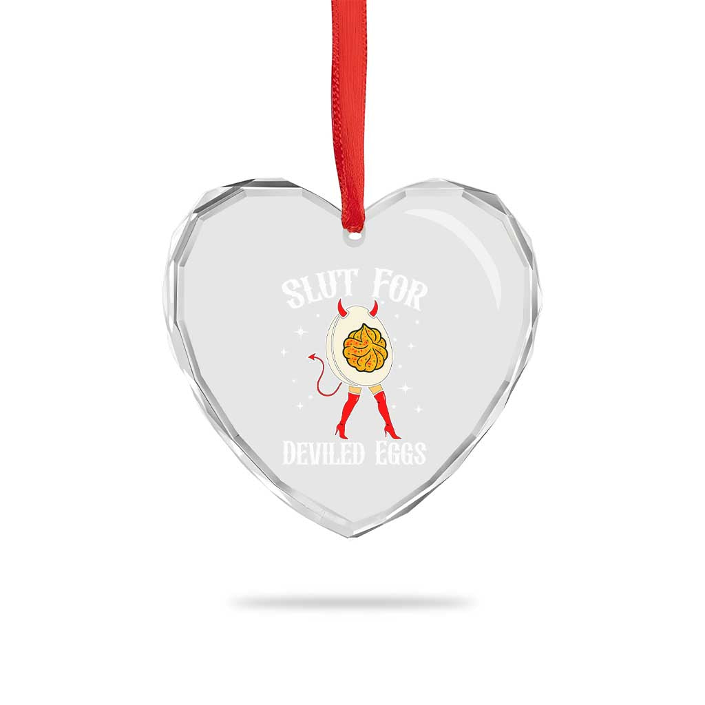 Funny Slut for Deviled Eggs Heart Crystal Glass Ornament Funny Naughty Thanksgiving Potluck TS02 Print Your Wear