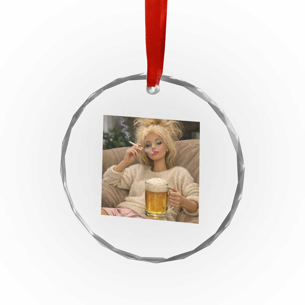 Funny Smoking And Drinking Doll Meme Crystal Glass Ornament Weekend Relaxation TS12 Print Your Wear