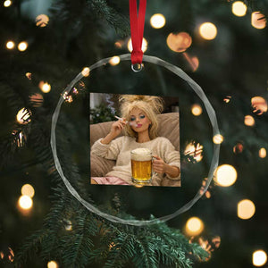 Funny Smoking And Drinking Doll Meme Crystal Glass Ornament Weekend Relaxation TS12 Print Your Wear