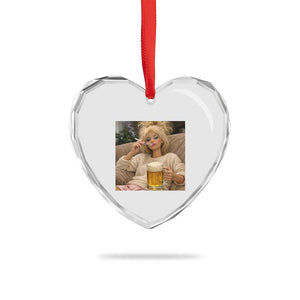 Funny Smoking And Drinking Doll Meme Heart Crystal Glass Ornament Weekend Relaxation TS12 Print Your Wear