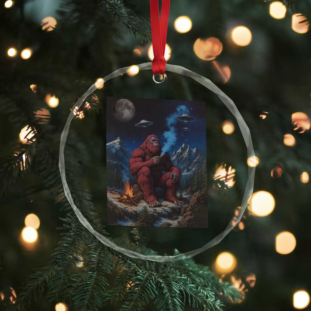 Funny Smoking Bigfoot Crystal Glass Ornament Vintage Cigarette Sasquatch UFO Cryptid Meme TS10 Print Your Wear