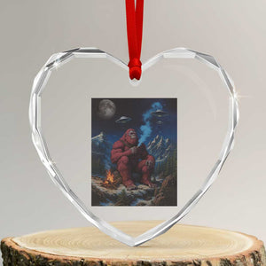 Funny Smoking Bigfoot Heart Crystal Glass Ornament Vintage Cigarette Sasquatch UFO Cryptid Meme TS10 Transparent Glass 3'' Heart Print Your Wear