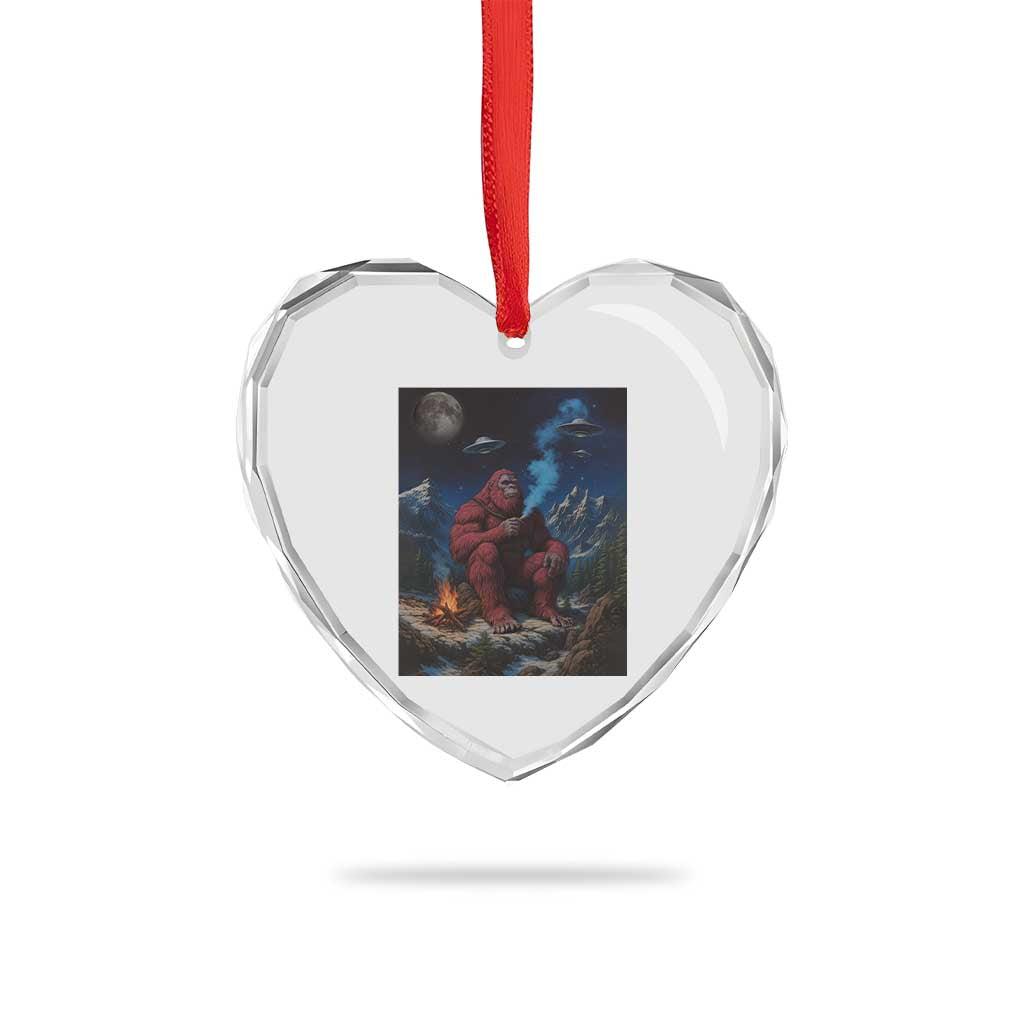 Funny Smoking Bigfoot Heart Crystal Glass Ornament Vintage Cigarette Sasquatch UFO Cryptid Meme TS10 Print Your Wear