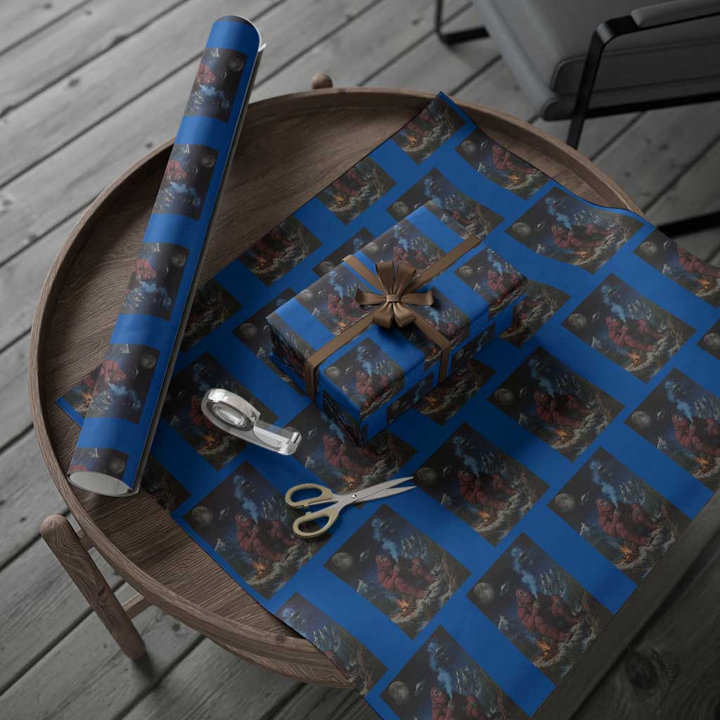 Funny Smoking Bigfoot Wrapping Paper Roll Vintage Cigarette Sasquatch UFO Cryptid Meme TS10 Blue Print Your Wear