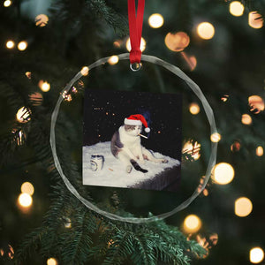 Funny Smoking Cat Christmas Meme Crystal Glass Ornament TS14 Print Your Wear