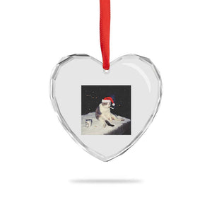 Funny Smoking Cat Christmas Meme Heart Crystal Glass Ornament TS14 Print Your Wear
