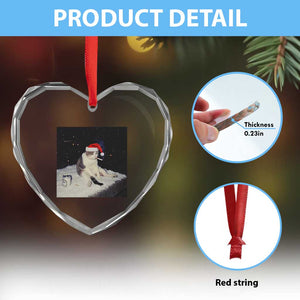 Funny Smoking Cat Christmas Meme Heart Crystal Glass Ornament TS14 Print Your Wear