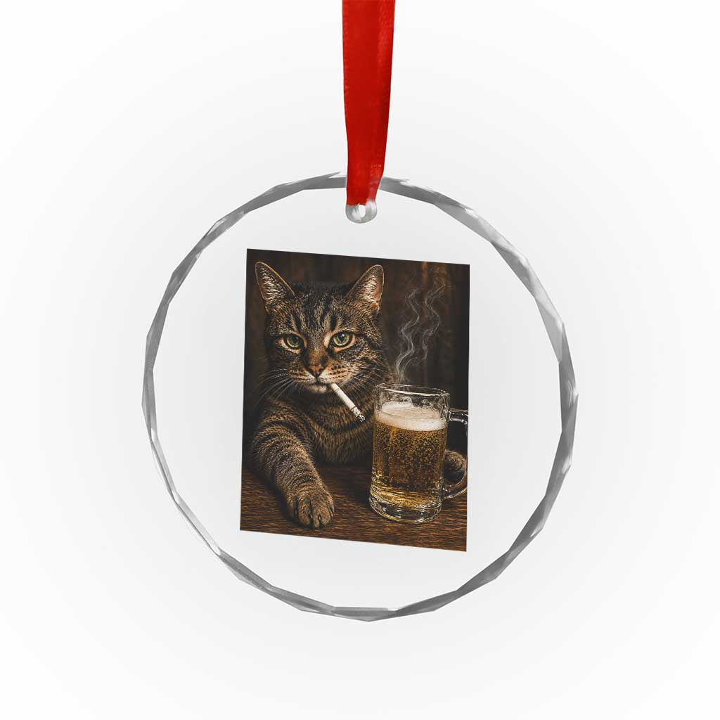 Funny Smoking Cat Crystal Glass Ornament Cigarette Kitty Beer Lover TS12 Print Your Wear