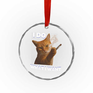 Funny Smoking Cat Crystal Glass Ornament I Do What I Want Sarcastic Cats Meme TS12 Print Your Wear