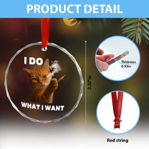Funny Smoking Cat Crystal Glass Ornament I Do What I Want Sarcastic Cats Meme TS12 Print Your Wear